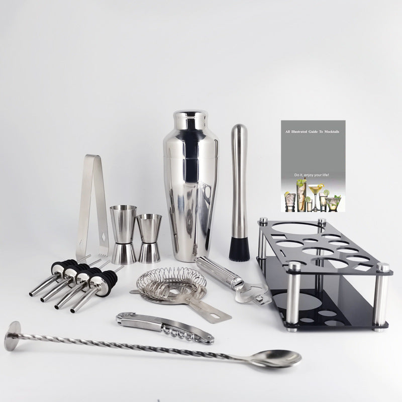 Stainless Steel Cocktail Shaker Full Set Oval Cocktail Mixing Tools Acrylic Mixing Set Bar Decanting Shake