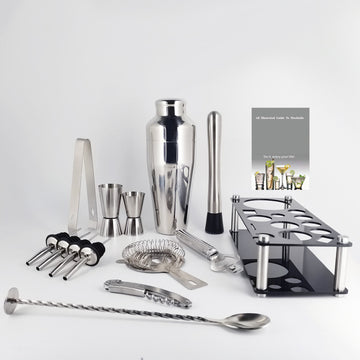 Stainless Steel Cocktail Shaker Full Set Oval Cocktail Mixing Tools Acrylic Mixing Set Bar Decanting Shake