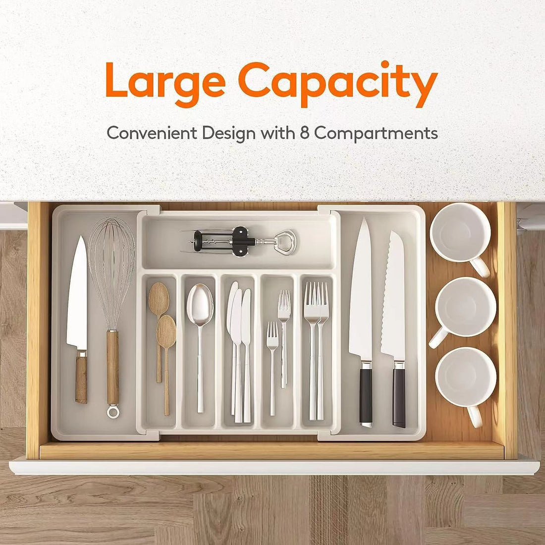 New Products Kitchen Tableware Storage Extensible Tableware Tray Expandable Utensil Tray