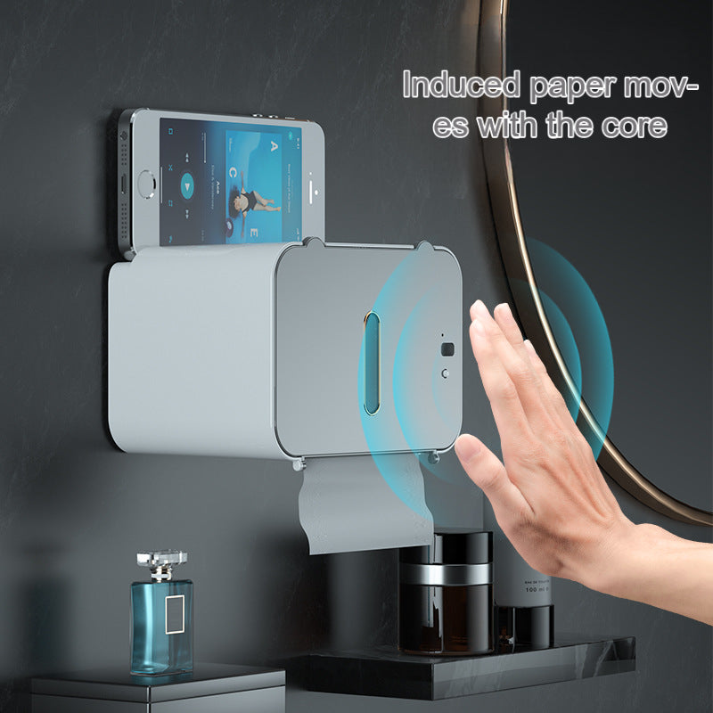 Wall-mounted Smart Induction Automatic Paper Dispensing Machine Bathroom Punch-free Paper Box Household Tissue Box