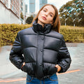 Leather Coat Women's Stand Collar Short Warm Bread Cotton-padded Coat