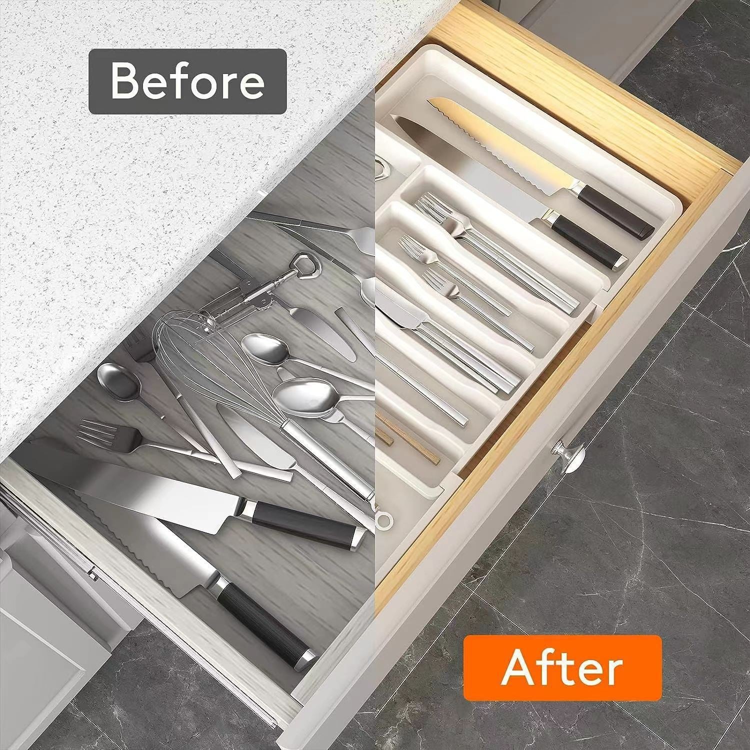 New Products Kitchen Tableware Storage Extensible Tableware Tray Expandable Utensil Tray