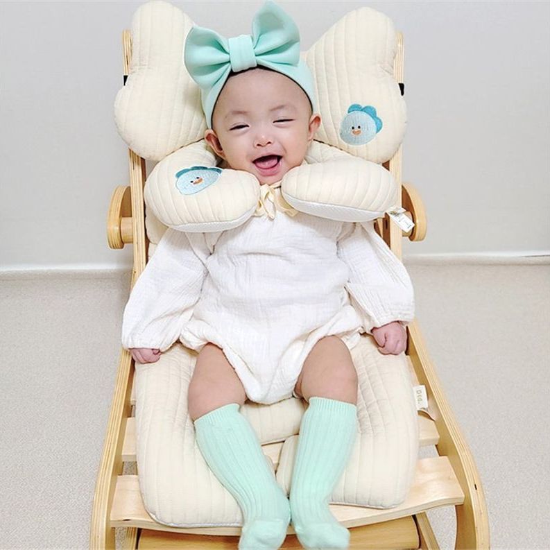 Korean Ins Style Baby Car Thickened Autumn And Winter Stroller Cushion Pure Cotton Sweat Absorbing Breathable Anti-Humpback Toddler Cushion