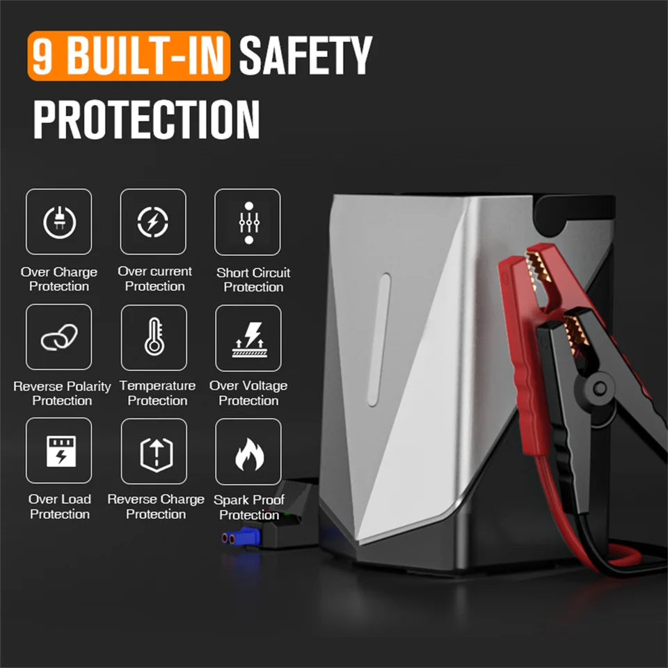 Car Jump Starter Electric Air Blower 8 in 1 Air Pump Power Bank Lighting Portable Speed Rotation Blowing Suction Leaf