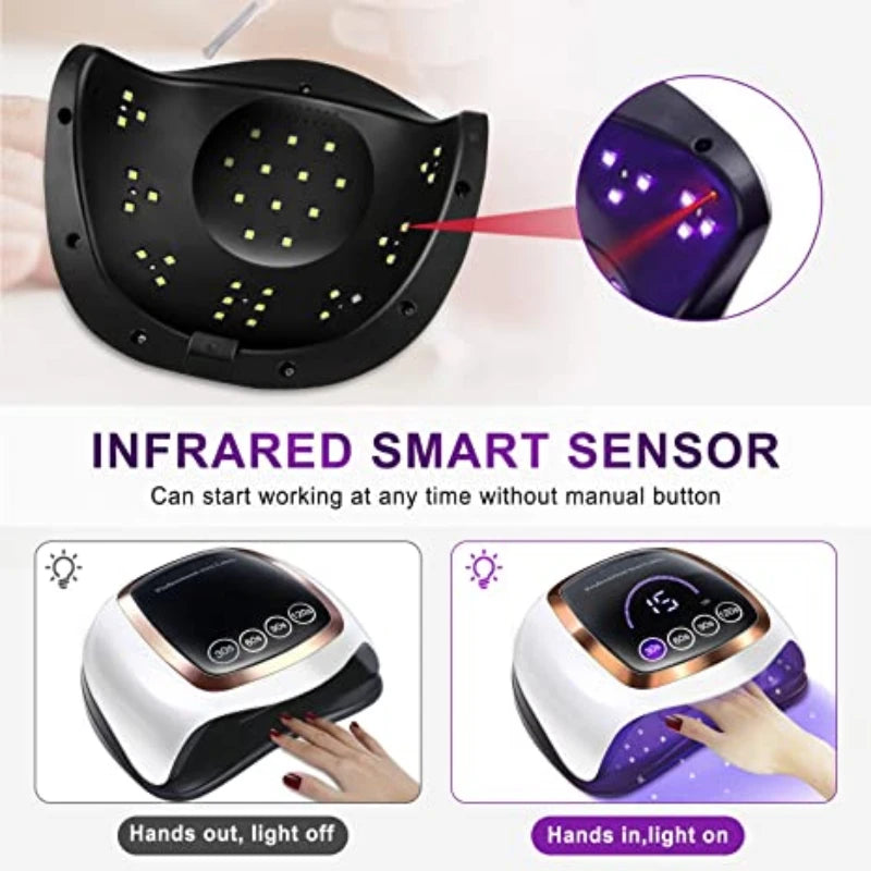 UV LED Nail Lamp with 4 Timer Automatic Sensing Professional Nail Dryer for Drying All Gel Polish Manicure Salon Equipment Tool