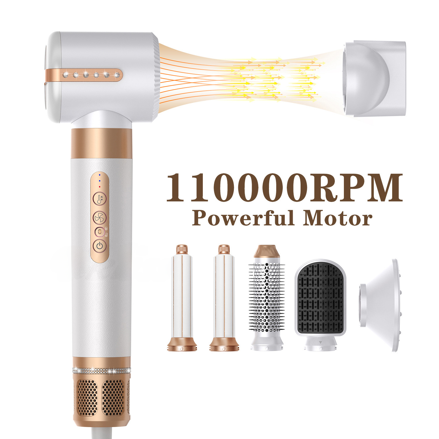 Multifunctional High-speed Brushless Noise Reduction Hot Air Comb Hair Dryer Hair Dryer Hair Dryer  Hair Comb Negative Ion Hair Dryer